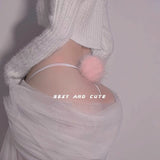 Women's G-string Thongs Sexy Panties Female Pompom Rabbit Hair Ball Underwear Ladies Girl's Lolita Thong Briefs T-back Underwear