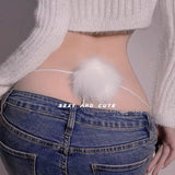 Women's G-string Thongs Sexy Panties Female Pompom Rabbit Hair Ball Underwear Ladies Girl's Lolita Thong Briefs T-back Underwear