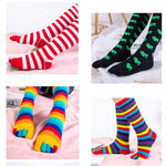 Rainbow Striped 5 Fingers Calf Socks for Girls