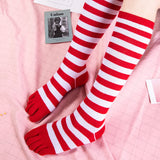 Rainbow Striped 5 Fingers Calf Socks for Girls