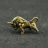 Retro Copper Animal Home Decor Brass Wall Street Bull Figurines Sculpture Car Keychain Pendant Accessories Cow Statue Desk Decor