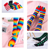 Rainbow Striped 5 Fingers Calf Socks for Girls