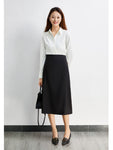 High Waist A- line Long Skirt Women's Autumn Professional Skirt Black Working Wear Suit Skirt Interview Formal Wear Work Skirt