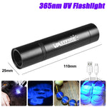 3W Mini 365nm UV Flashlight Ultraviolet Blacklight USB Rechargeable Purple Linternas Carpet Pet Urine Detector Catch Scorpions