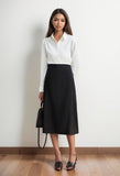 High Waist A- line Long Skirt Women's Autumn Professional Skirt Black Working Wear Suit Skirt Interview Formal Wear Work Skirt