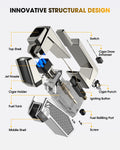 Cigar Lighter 4 Torch Jet Flame,Cigar Punch & Holder & Draw Enhancer,Refillable Torch Lighter