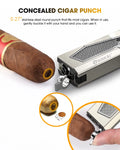 Cigar Lighter 4 Torch Jet Flame,Cigar Punch & Holder & Draw Enhancer,Refillable Torch Lighter