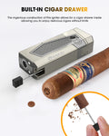 Cigar Lighter 4 Torch Jet Flame,Cigar Punch & Holder & Draw Enhancer,Refillable Torch Lighter