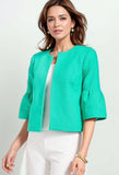 Cotton Elastic Flared Half Sleeve Pocket European and American Style Cardigan without Buckle