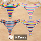 4Pcs/Set Cotton Colorful Stripe Panties