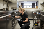 Load image into Gallery viewer, A beautiful blonde managing pest control at a restaurant with black nitrile gloves
