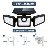 ABS High Quality Waterproof Solar Light Outdoor With Motion Sensor 3 Head Security Lights Solar Powered PIR Sensor Light