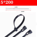 30PCS retractable nylon cable tie, reusable self-locking plastic fixed black nylon cable tie, packaging plastic zipper cable tie