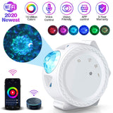 Smart Wifi Control Stars Moon Projector Galaxy LED Light Powered by USB 6 Color Party Night Light Home Decor Christmas gift D30