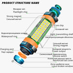 Multifunctional Rechargeable LED Flashlight Camping Lantern Fishing Light