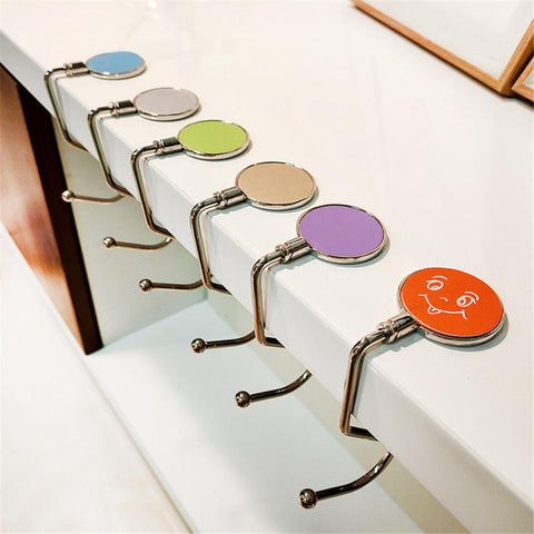 1pcs Creative Portable Metal Foldable Bag Purse Hook Handbag Hanger Purse Hook Handbag Holder Shell Bag Folding Table Hook