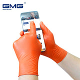 Nitrile Gloves Orange Black Durable With Diamond Pattern Heavy Duty Gloves Mechanical Waterproof Oilproof Vinyl Gloves