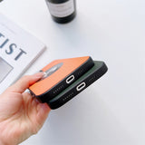 Luxury Leather Matte Logo Hole For Magsafe Magnetic Case For iPhone 14 13 12 11 Pro Max Plus Wireless Charging Lens Film Cover