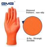 Nitrile Gloves Orange Black Durable With Diamond Pattern Heavy Duty Gloves Mechanical Waterproof Oilproof Vinyl Gloves